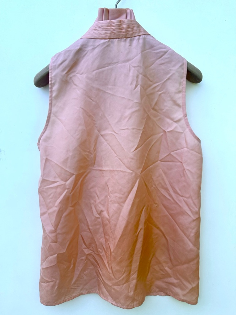 J. Crew 100% Silk Sleeveless Ruffle Front Blouse - Peach Pink, 6 - Picture 6 of 9